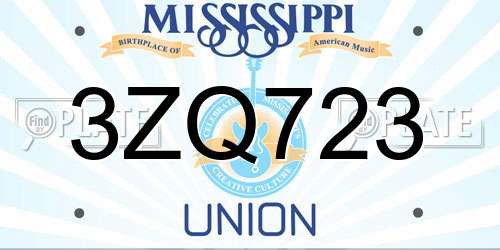 3ZQ723 Mississippi License Plate
