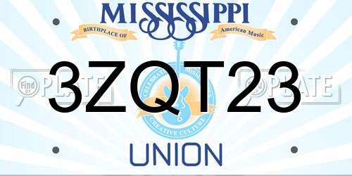 3ZQT23 Mississippi License Plate