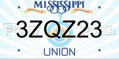 3ZQZ23 Mississippi License Plate