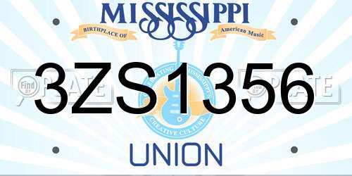 3ZS1356 Mississippi License Plate