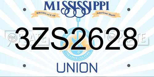 3ZS2628 Mississippi License Plate