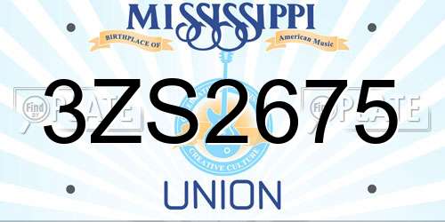 3ZS2675 Mississippi License Plate