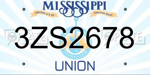 3ZS2678 Mississippi License Plate