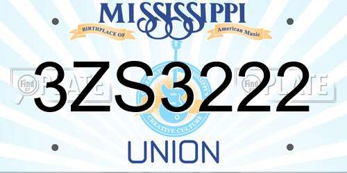 3ZS3222 Mississippi License Plate