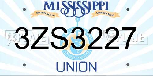 3ZS3227 Mississippi License Plate