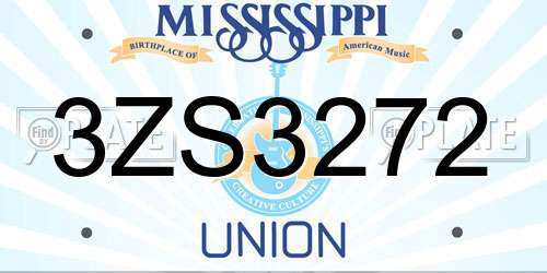 3ZS3272 Mississippi License Plate