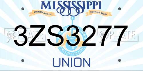 3ZS3277 Mississippi License Plate