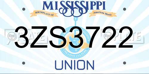 3ZS3722 Mississippi License Plate