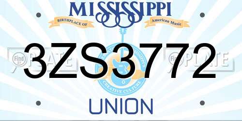 3ZS3772 Mississippi License Plate