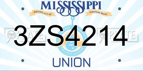 3ZS4214 Mississippi License Plate
