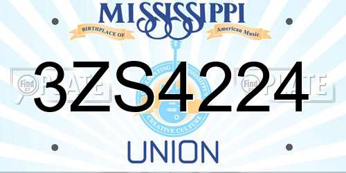 3ZS4224 Mississippi License Plate