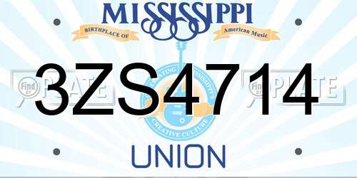 3ZS4714 Mississippi License Plate