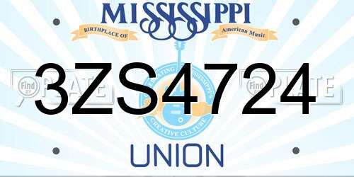 3ZS4724 Mississippi License Plate