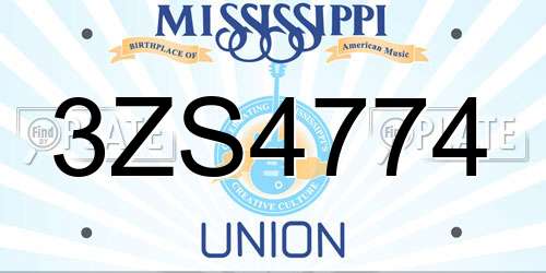 3ZS4774 Mississippi License Plate