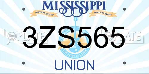 3ZS565 Mississippi License Plate