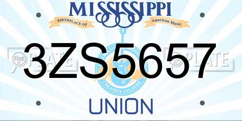 3ZS5657 Mississippi License Plate