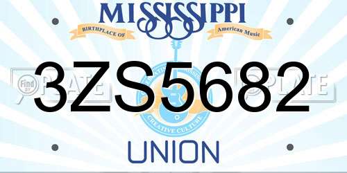 3ZS5682 Mississippi License Plate