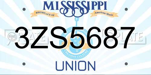 3ZS5687 Mississippi License Plate
