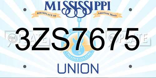 3ZS7675 Mississippi License Plate
