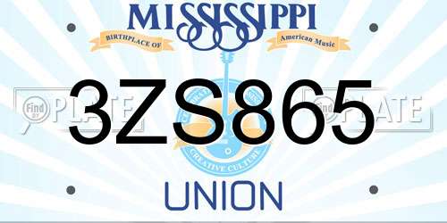 3ZS865 Mississippi License Plate