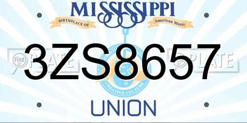 3ZS8657 Mississippi License Plate