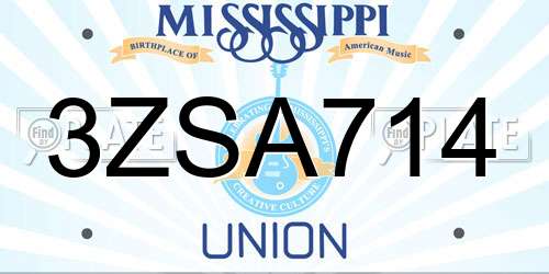 3ZSA714 Mississippi License Plate
