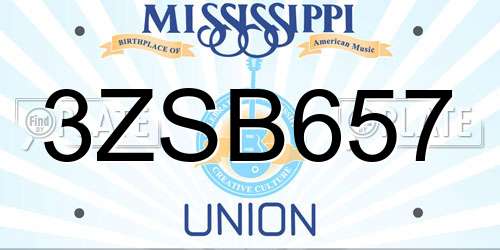 3ZSB657 Mississippi License Plate