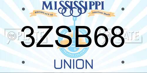 3ZSB68 Mississippi License Plate