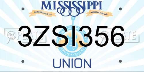 3ZSI356 Mississippi License Plate