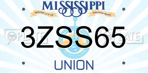 3ZSS65 Mississippi License Plate