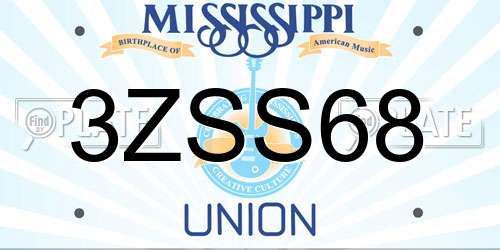 3ZSS68 Mississippi License Plate