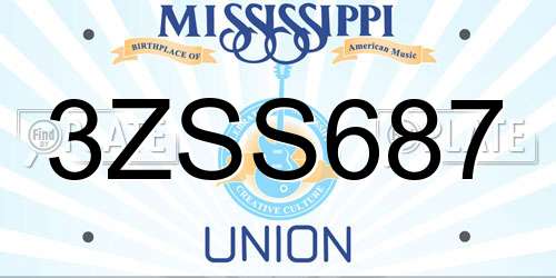 3ZSS687 Mississippi License Plate