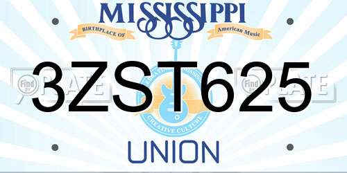 3ZST625 Mississippi License Plate