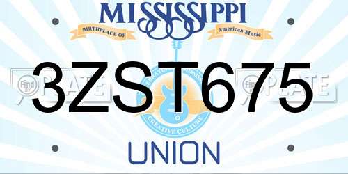 3ZST675 Mississippi License Plate