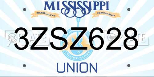 3ZSZ628 Mississippi License Plate