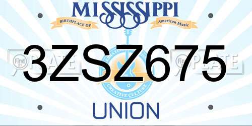 3ZSZ675 Mississippi License Plate