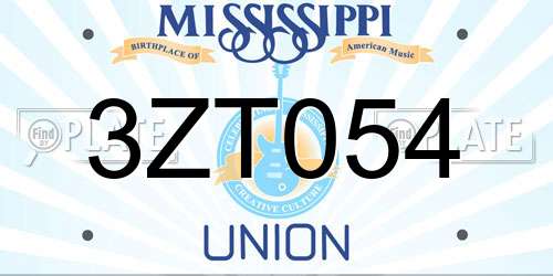 3ZT054 Mississippi License Plate