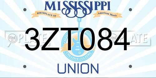 3ZT084 Mississippi License Plate