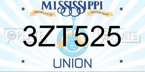 3ZT525 Mississippi License Plate