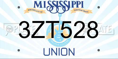 3ZT528 Mississippi License Plate