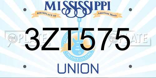 3ZT575 Mississippi License Plate