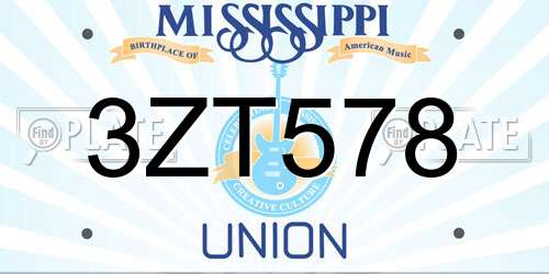 3ZT578 Mississippi License Plate