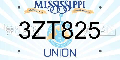 3ZT825 Mississippi License Plate