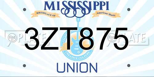 3ZT875 Mississippi License Plate