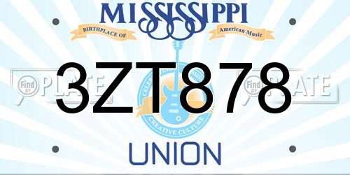 3ZT878 Mississippi License Plate