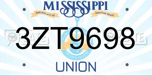 3ZT9698 Mississippi License Plate