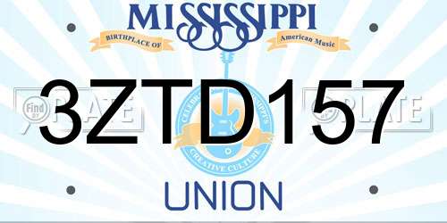 3ZTD157 Mississippi License Plate