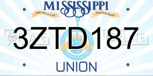 3ZTD187 Mississippi License Plate