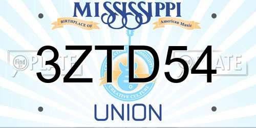 3ZTD54 Mississippi License Plate