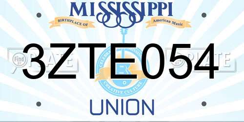 3ZTE054 Mississippi License Plate